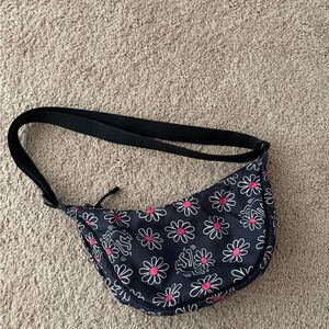 Uniqlo Keith Haring Round Mini Shoulder Bag Floral Black Crossbody Bag